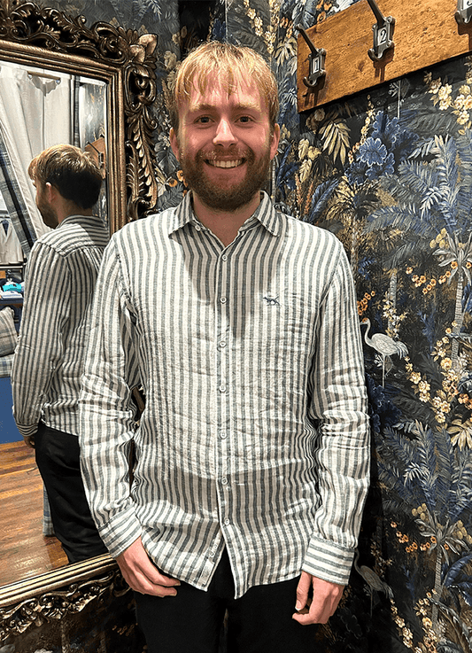 Seadown Sports Fit LS Linen Shirt | Forest Stripe