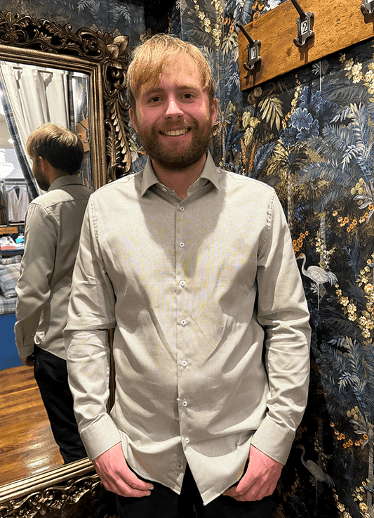 Olive Floral Trim Shirt | Slim Fit