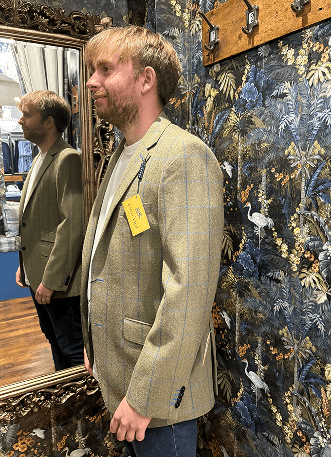 Sheringham Herringbone Jacket | Blue Overcheck