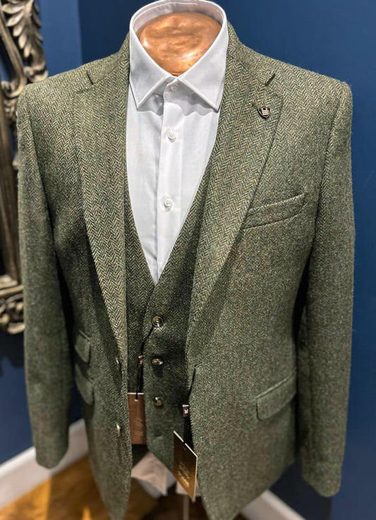 Shrewsbury Green Herringbone Moon Tweed Jacket