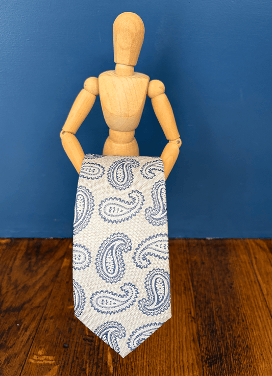 Silk Tie | Beige Blue Light Paisley