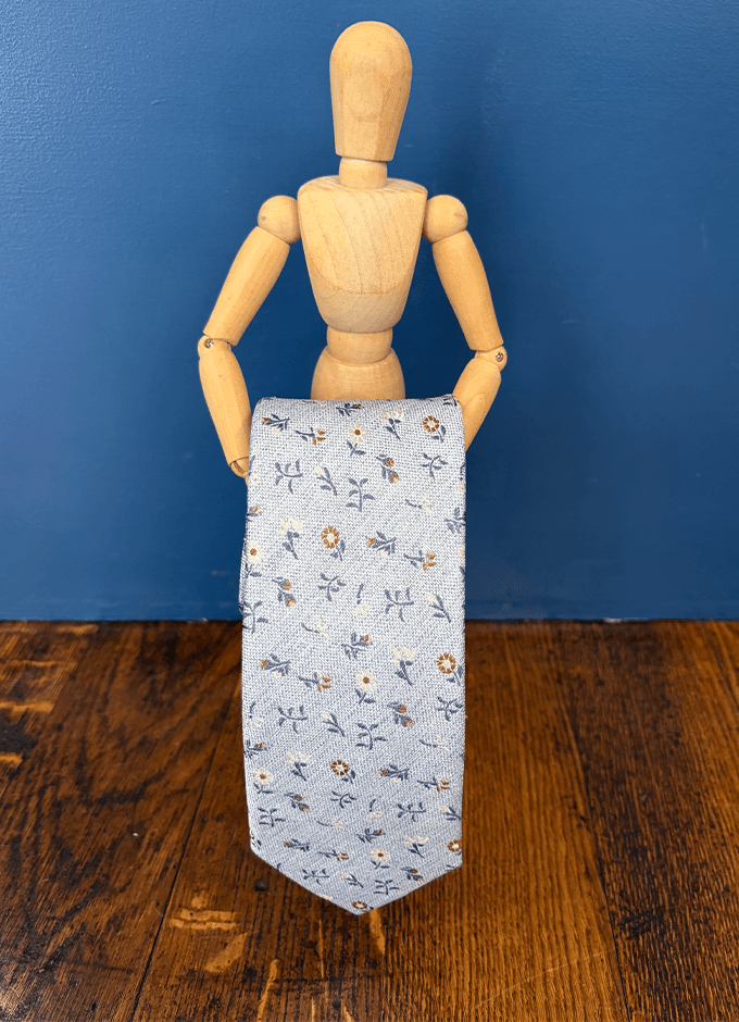Silk Tie | Sky Blue Elegant Floral