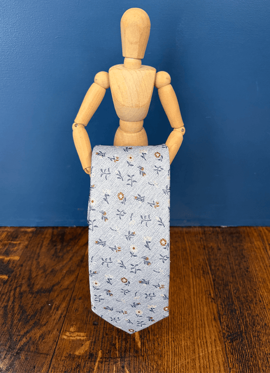 Silk Tie | Sky Blue Elegant Floral