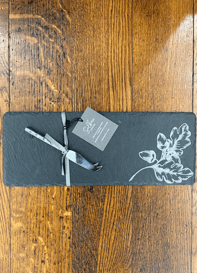 Selbrae | Mini Slate Cheese Board & Knife Set | Autumn Acorns