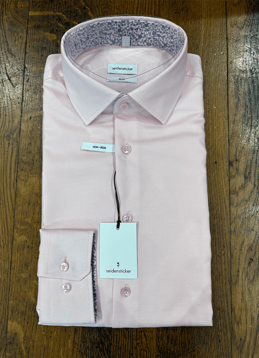 Pink Shirt | Slim Fit | Blue Liberty Print Detailing