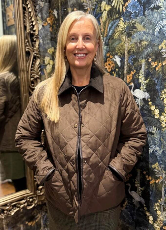 Sonya Quilted Jacket | Dark Brown/Tan