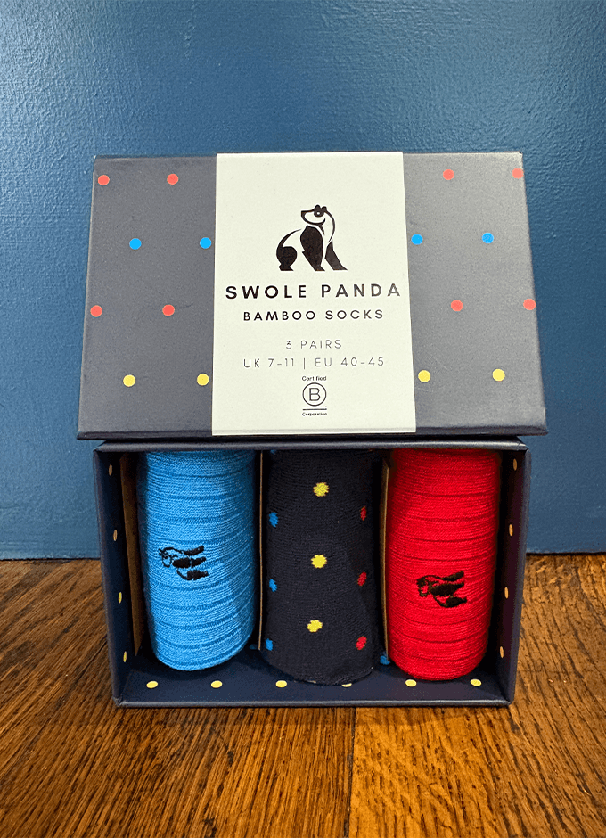 Swole Panda | Multi Spot Sock Gift Box | 3 Pairs 7-11