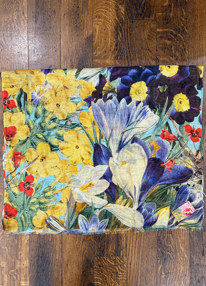Linen Cotton Mix Scarf | Spring Flora
