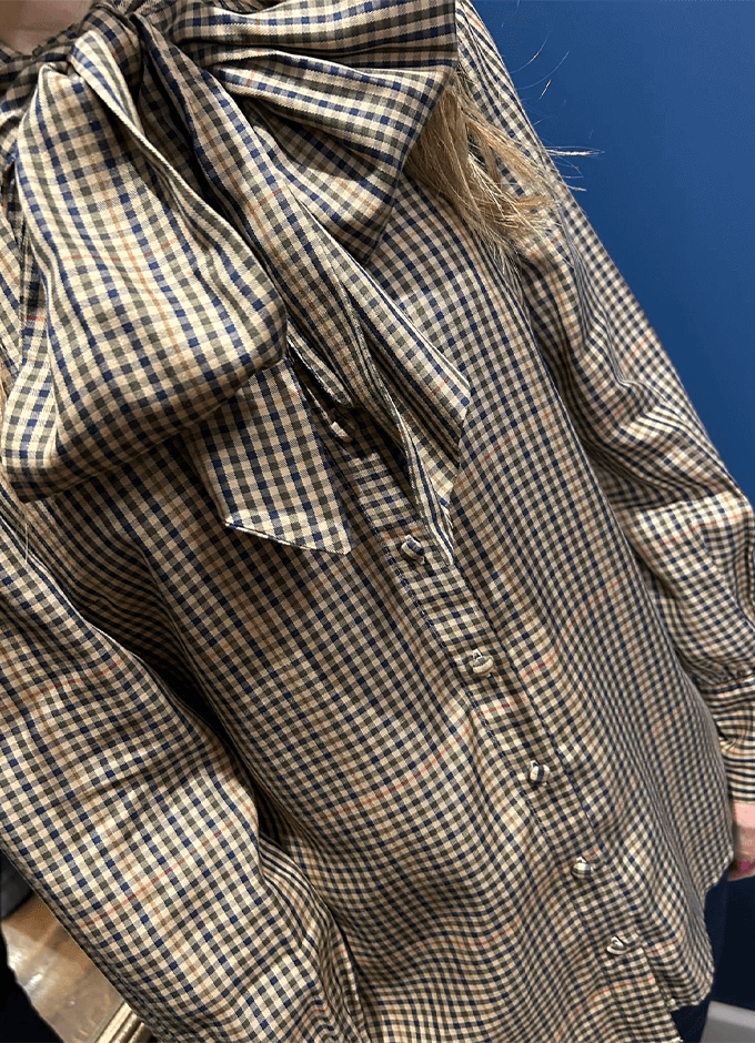 Tabby Brown Check | Long Sleeve Blouse