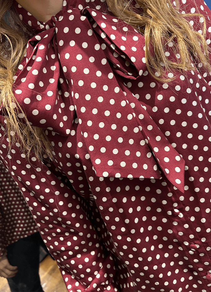 Tabby Burgundy Red Tie Neck Blouse