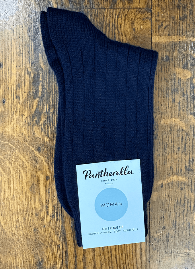 Tabitha Ribbed Cashmere Socks | Navy