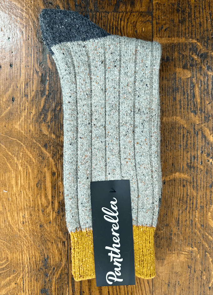 Thornham Contrast Block Socks | Natural Fleck