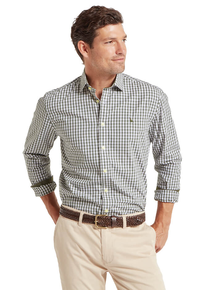 Thorpeness Tailored Shirt | Beetle Green Check