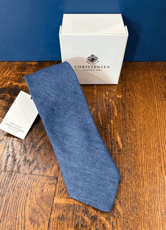 Hopsack Linen Classic Tie | Denim Blue