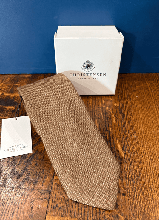 Hopsack Linen Classic Tie | Light Brown