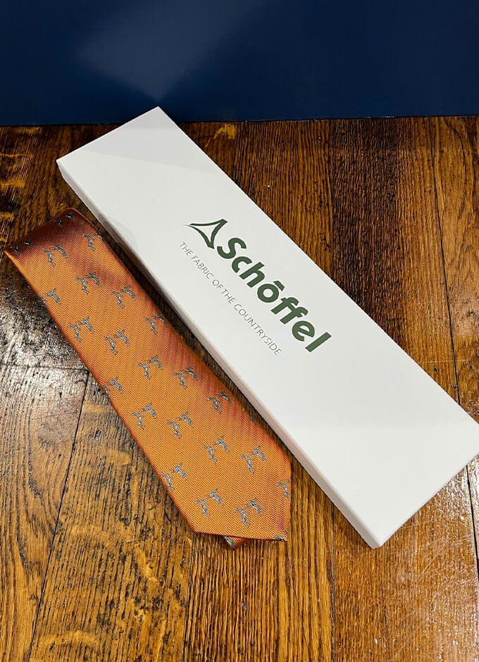 Schoffel | Ashford Silk Tie | Burnt Orange Hare