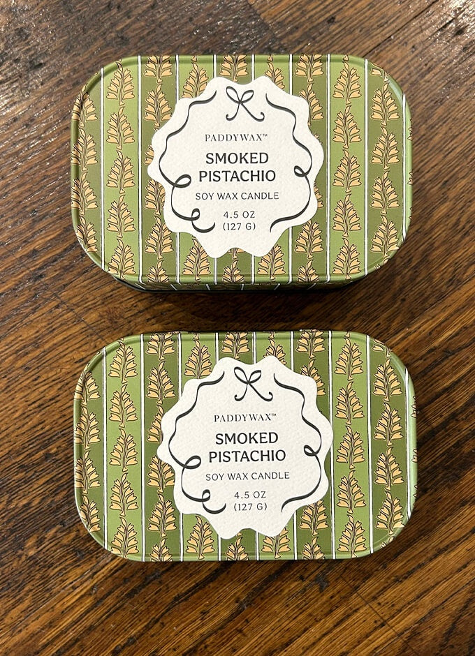 4.5oz/127g Printed Tin Candle | Smoked Pistachio