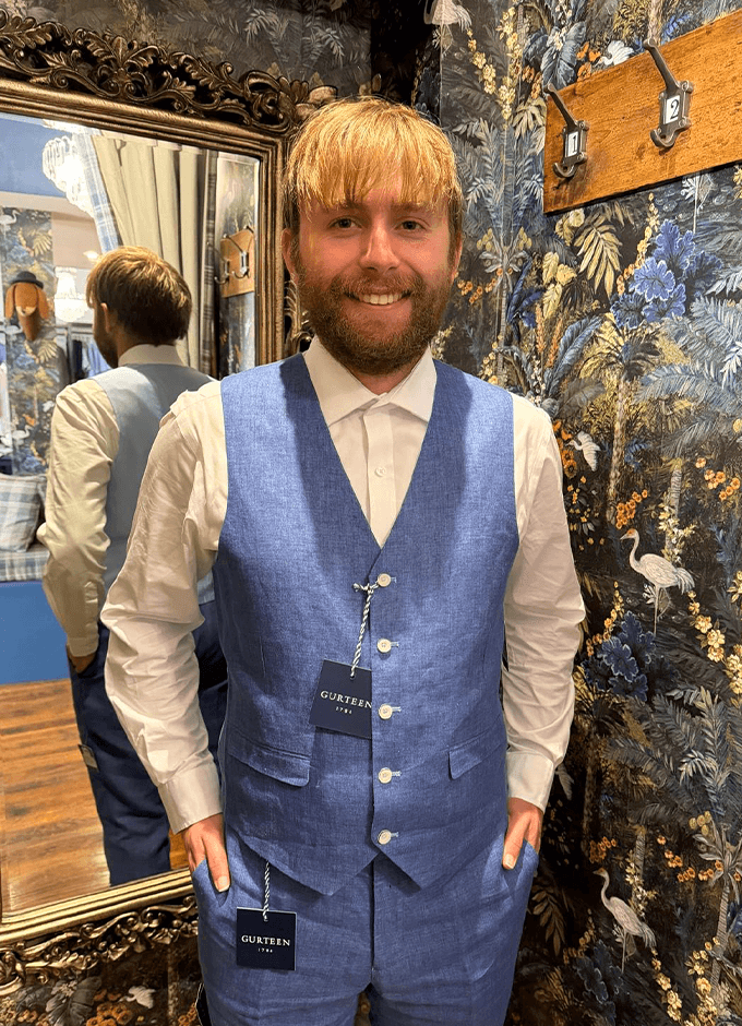 Tiverton Linen Waistcoat | Powder Blue