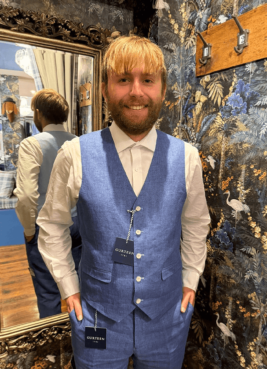 Tiverton Linen Waistcoat | Powder Blue