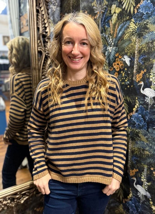 Striped Round Neck Pullover | Toffee Print