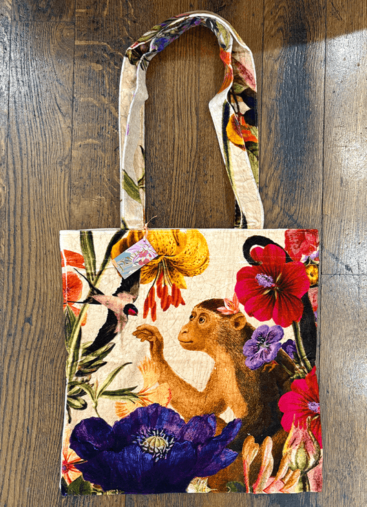 Powder | Velvet Tote Bag | Cream Posy