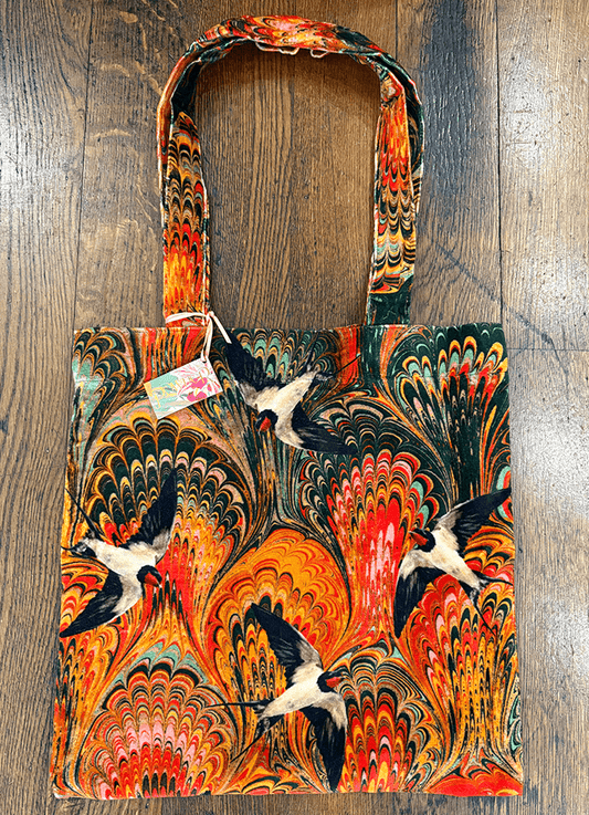 Powder | Velvet Tote Bag | Marbled Swallows
