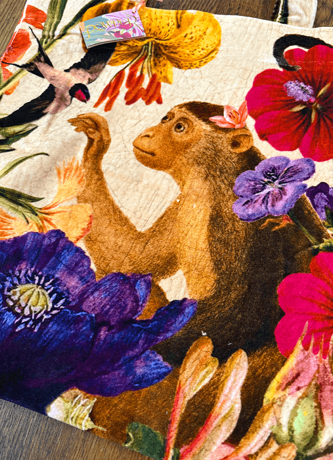 Powder | Velvet Tote Bag | Cream Posy