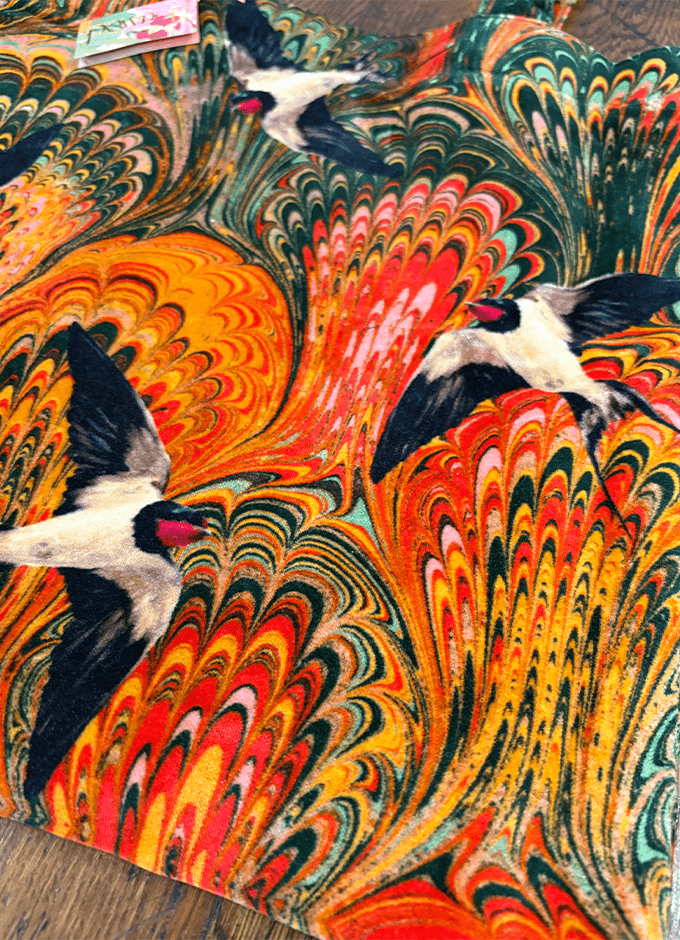 Powder | Velvet Tote Bag | Marbled Swallows