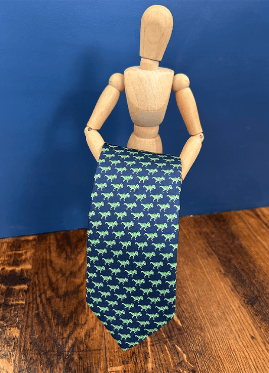 Tie | Soho Silk | Navy Green Dinosaur