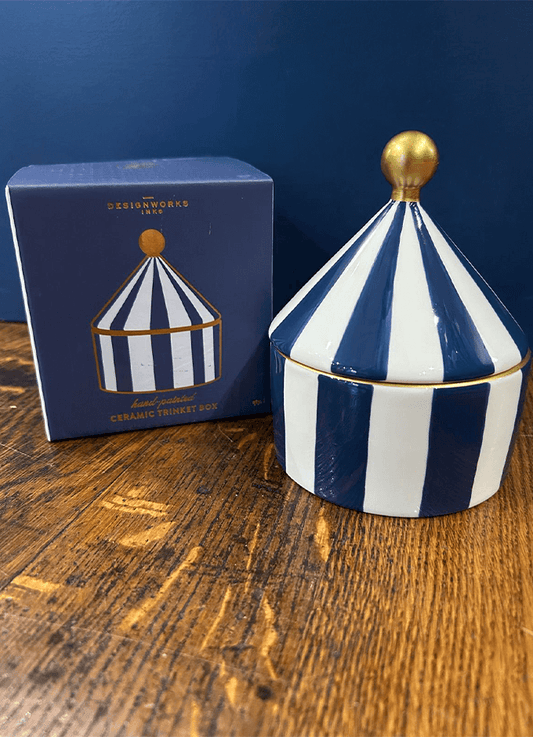Ceramic Trinket Box | Blue and White Stripe