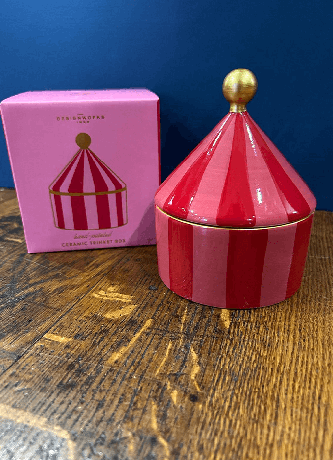 Ceramic Trinket Box | Pink Stripe