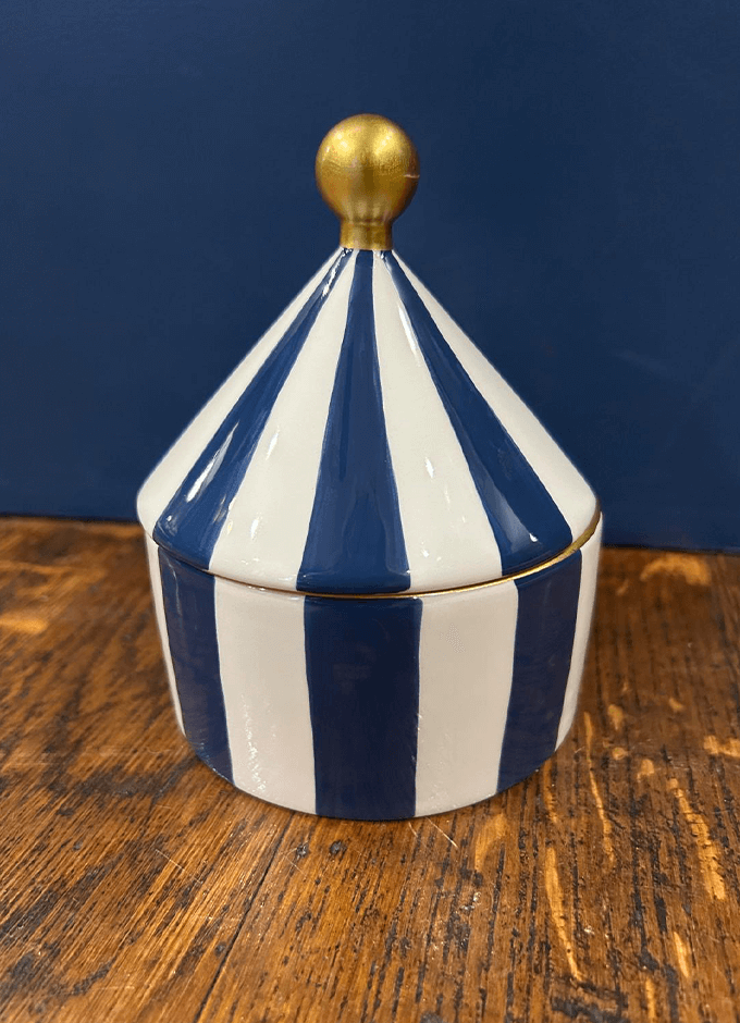 Ceramic Trinket Box | Blue and White Stripe