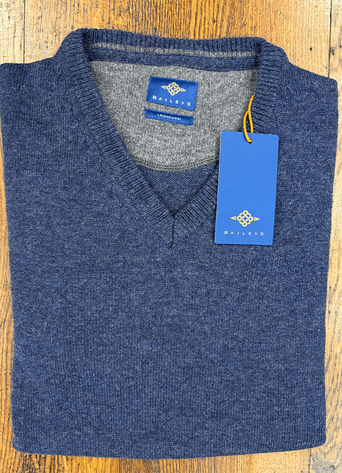 Lambswool Jumper | V Neck | Dark Blue