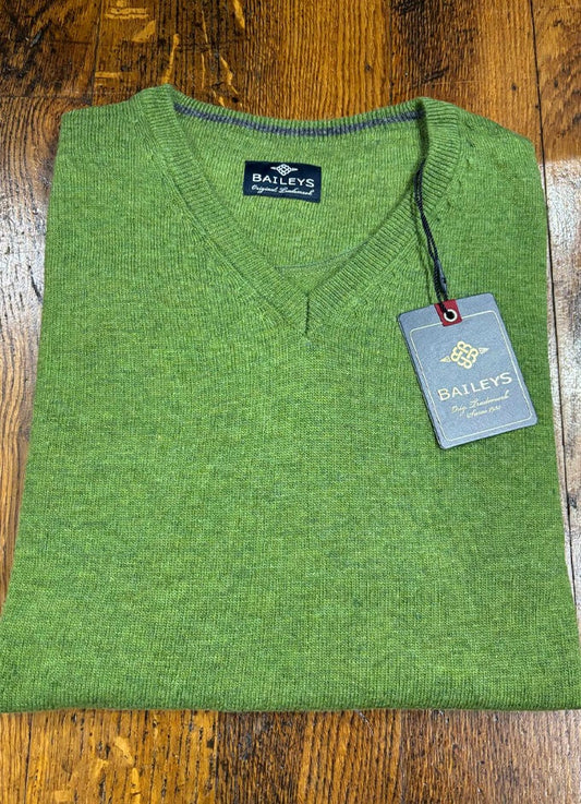 Lambswool Jumper | V-neck | Green