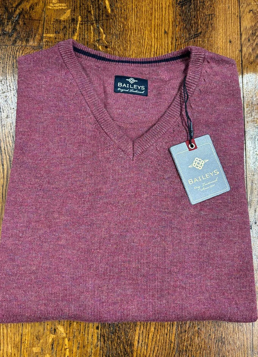 Lambswool Jumper | V Neck | Plum