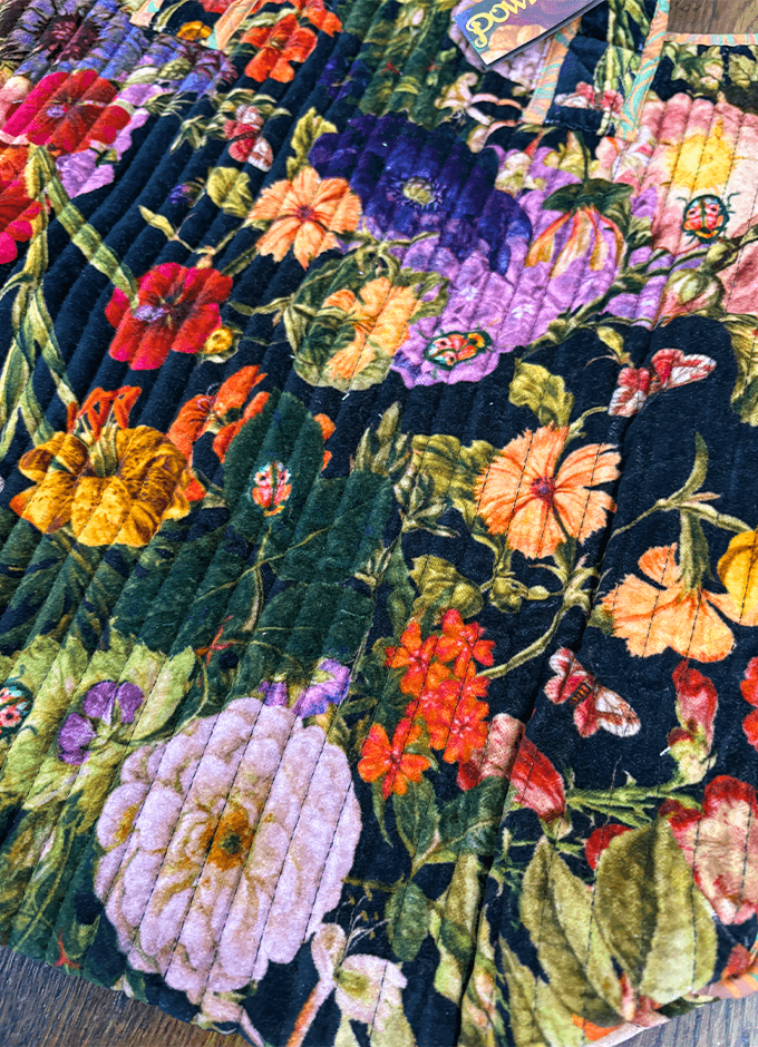 Powder | Luxe Velvet Quilted Tote Bags | Midnight Posy