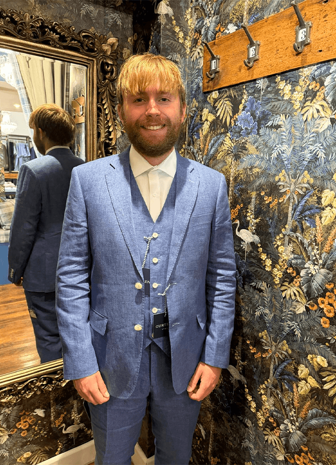 Viago Linen Jacket | Powder  Blue