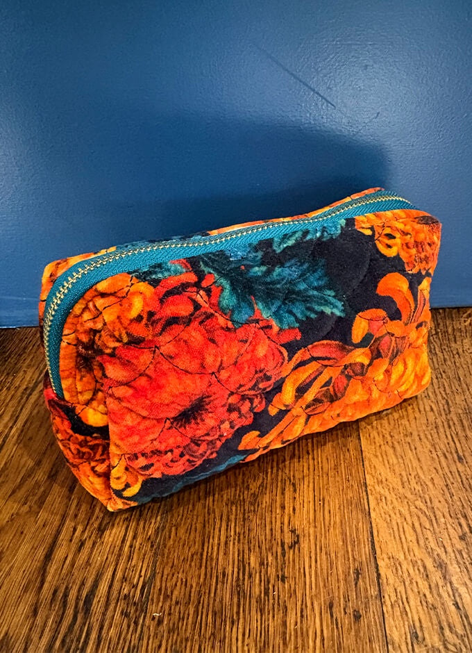 Quilted Velvet Vanity Bag | Chrysanthemum