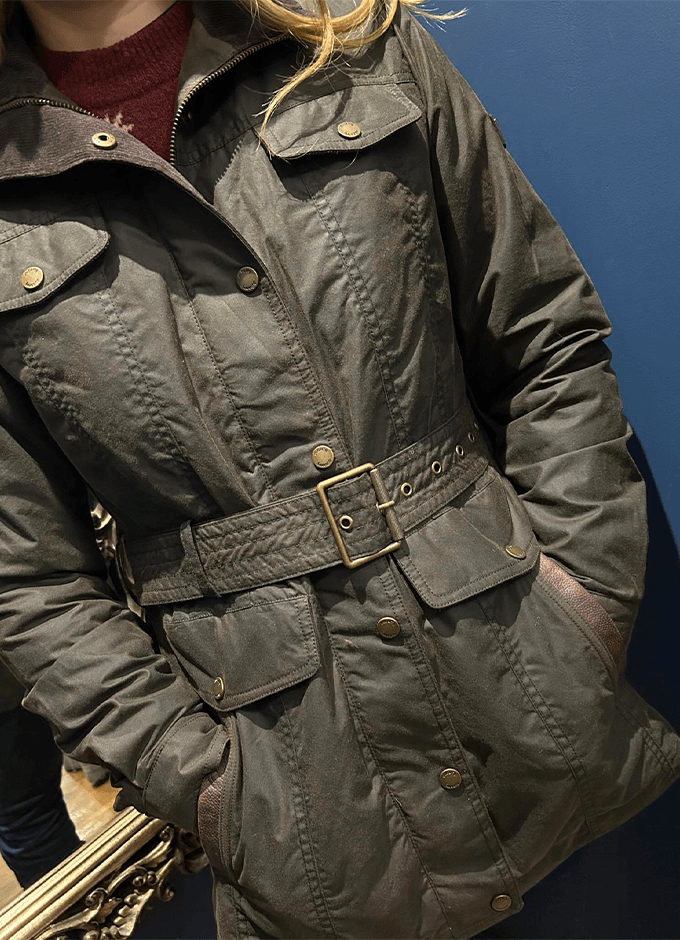 Gandon Women's Wax Cotton Coat | Verdigris