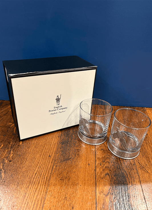English Pewter | 11oz Pheasant Pewter Whisky Glass Tumbler Set of 2
