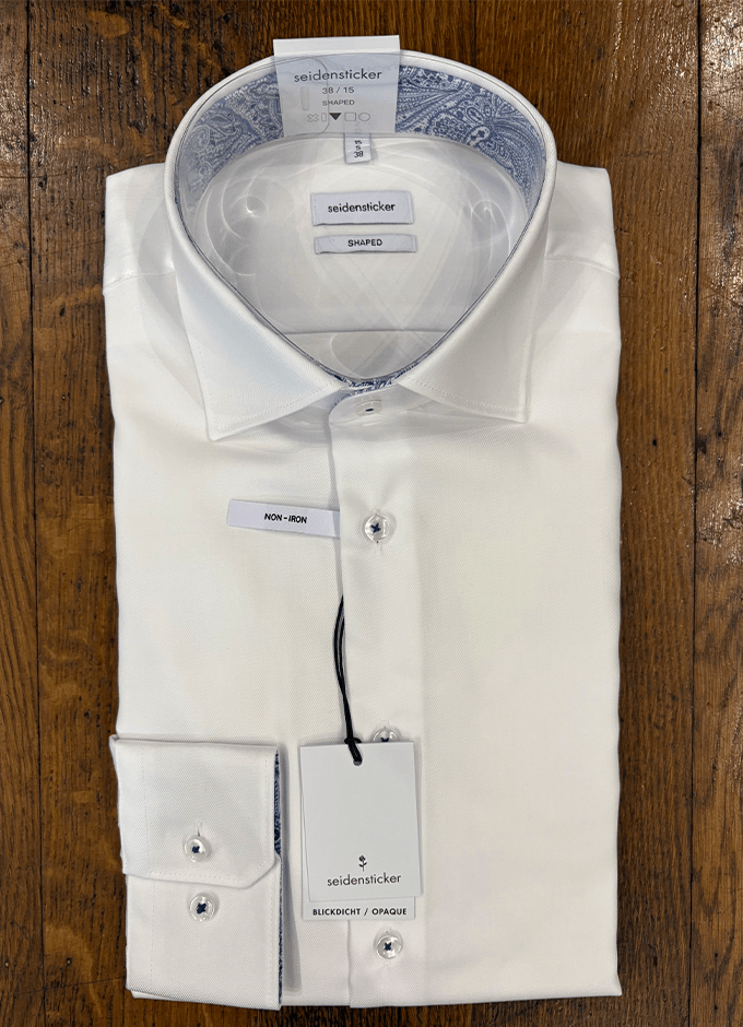 White Shirt | Shaped Fit | Blue Paisley Liberty Detailing
