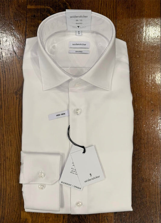 White Opaque Shaped Textured Shirt | Single Cuff