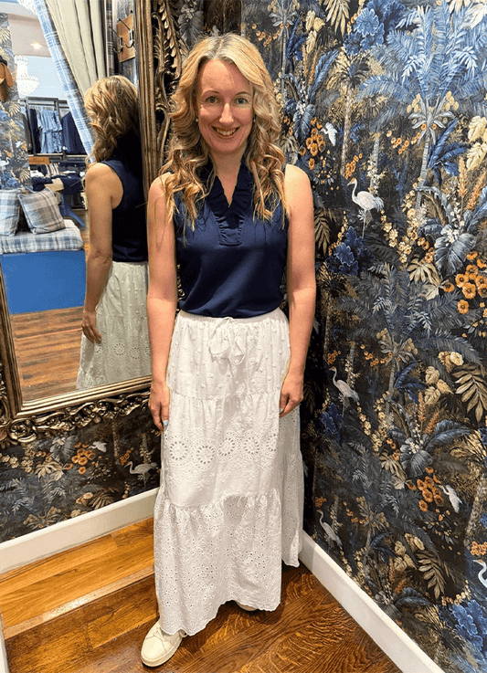 Broderie Tiered Maxi Skirt | White