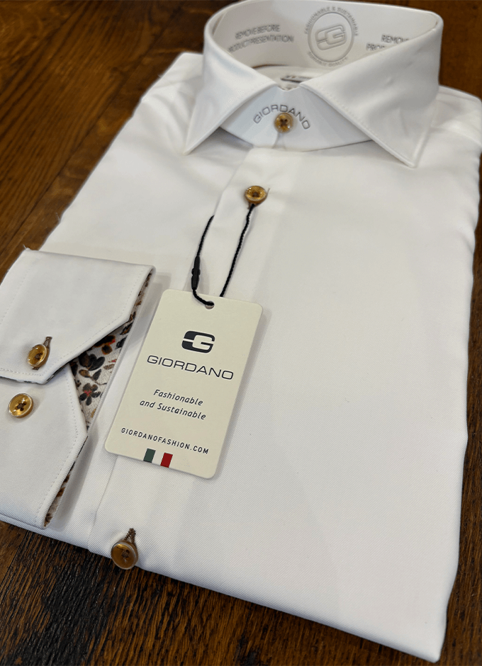 Cotton Shirt | White | Floral Trim