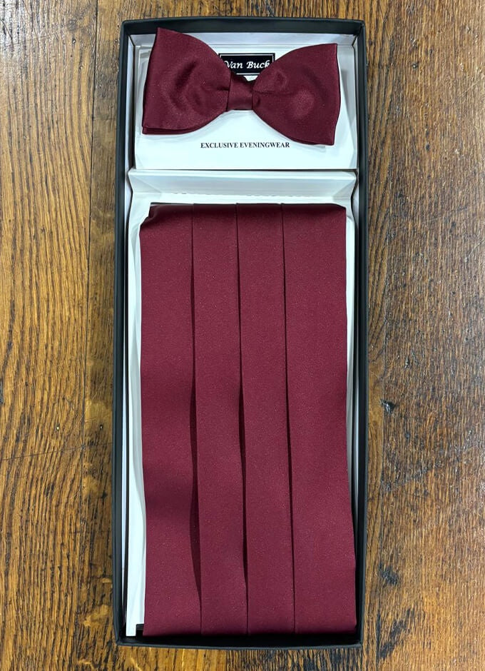 Wine Cummerbund and Bow Tie Set