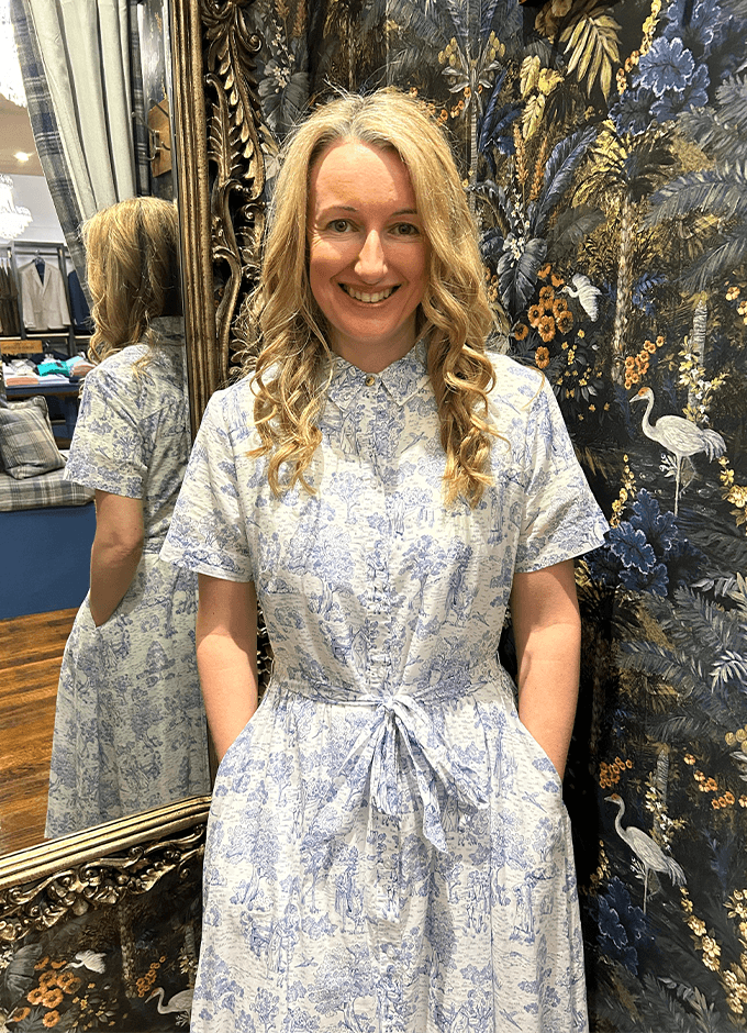 Wisteria Midi Dress | Ink Blue Print