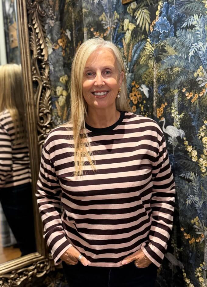 Woodhouse Striped Long Sleeve T-Shirt | Fig/Pink
