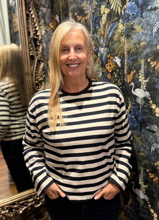 Woodhouse Striped Long Sleeve T-Shirt | Navy/Birch