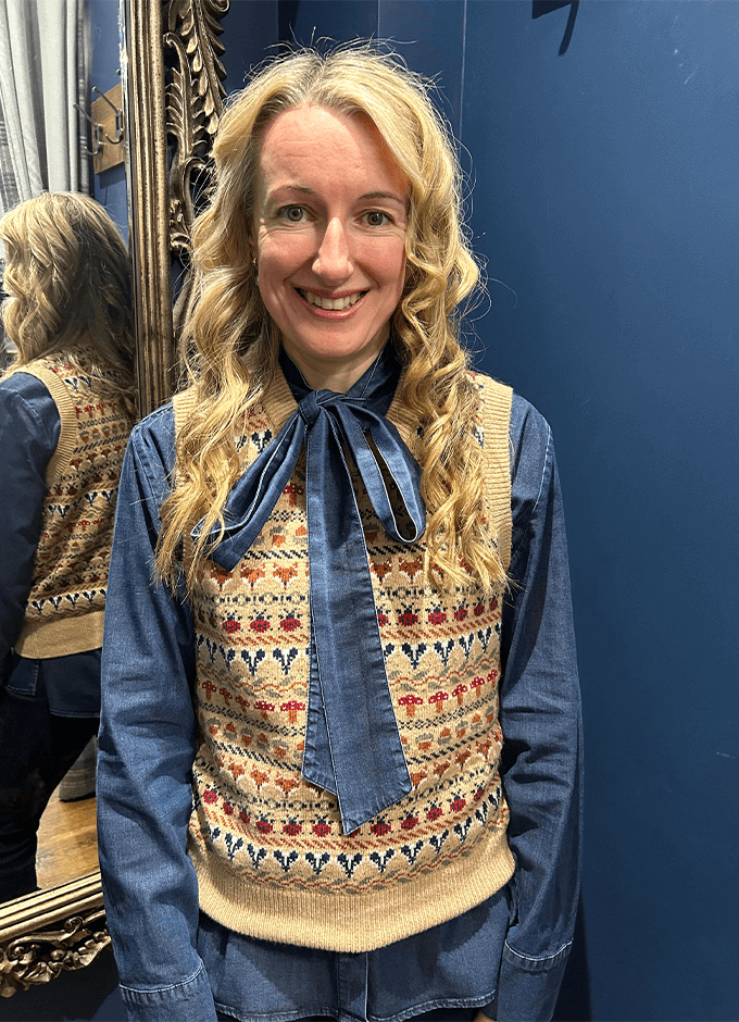 Woodland Oatmeal Cotton Rich Crew Neck Knitted Vest