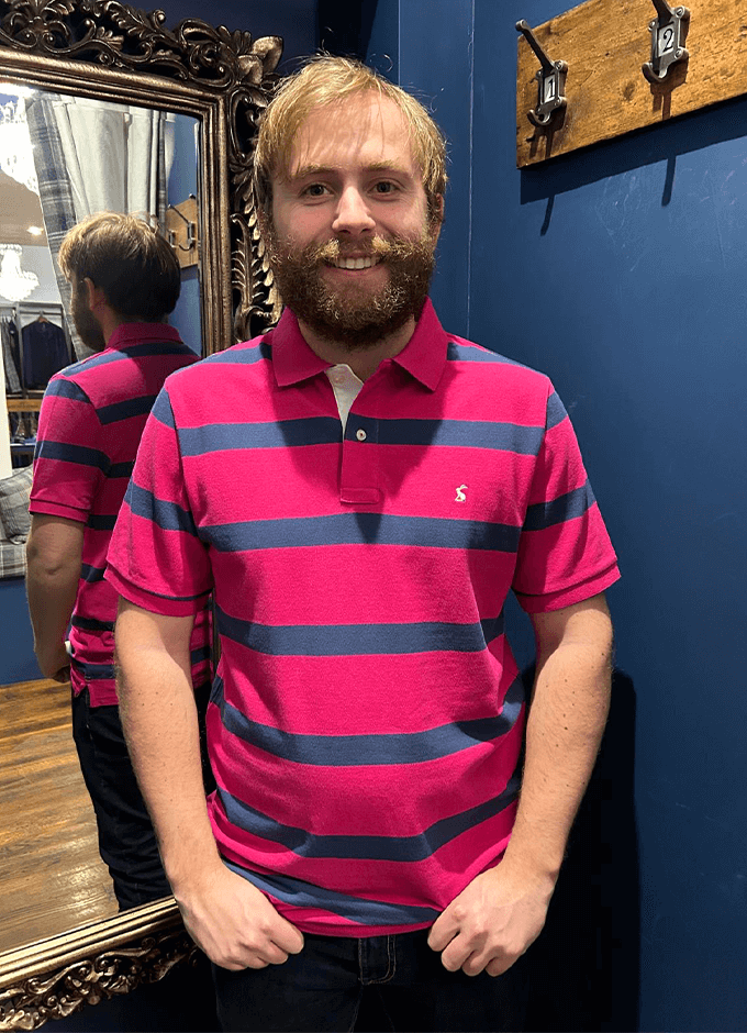 Woody Stripe Polo | Pink/Blue